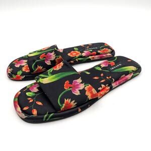 Natori Radial Chikayo Satin Slide Sandal Women's Black/Multi Size US6M EU36.5